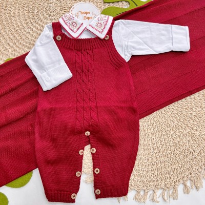 Saída de Maternidade Sam - Vermelho Gola Safari